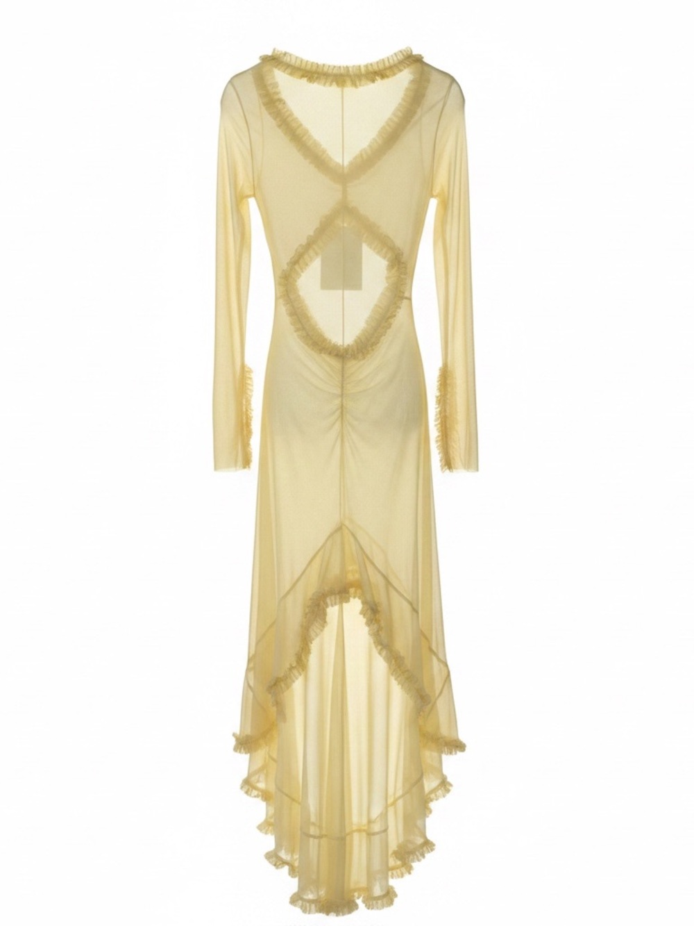 Yellow High-Low Ruffle Trim Maxi Dress - Picture 2 of 7